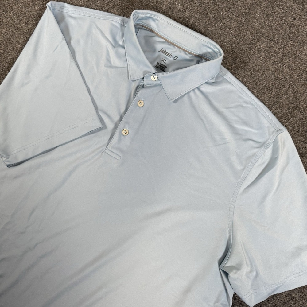 Johnnie-O Polo Shirt Mens‎ XL Light Blue Golf Short Sleeve Performance Stretch